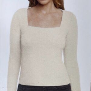 Express Cream Long Sleeve Square Neck Top NWT (item 11)